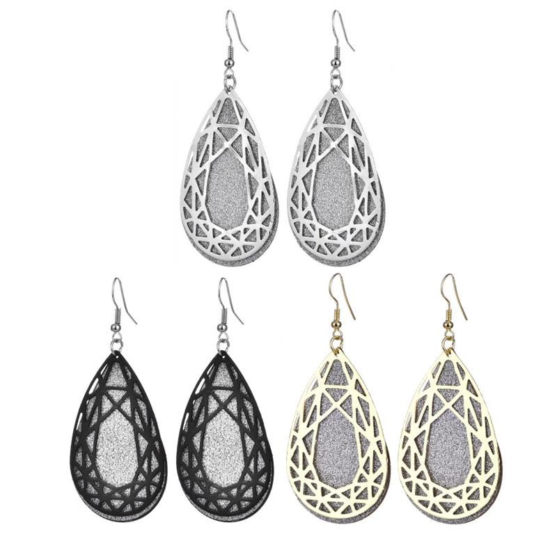 Water drop double layer rocking frosted earrings creative alloy earrings ear accessories