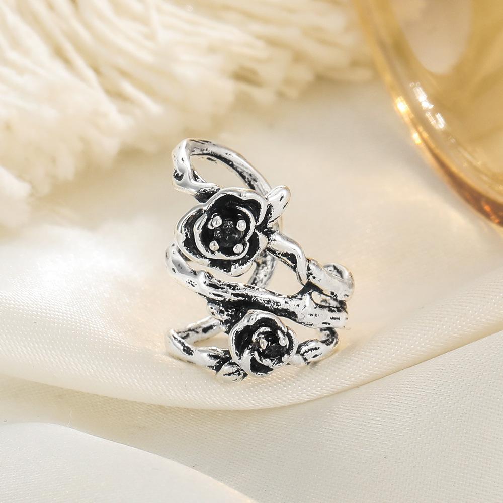 ins thorn rose ear clip without ear piercing retro fashion metal old flower ear bone clip personality earrings