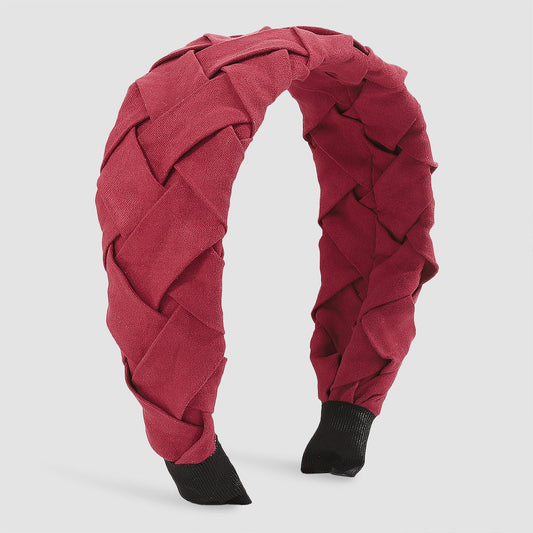 F4989 fabric wide-brimmed braided headband pure color twist braid personality high skull top going out elegant headband female