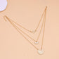 Exclusively For Fashionable Layered Necklace Bohemian Carved Half Circle Heartbeat Necklace