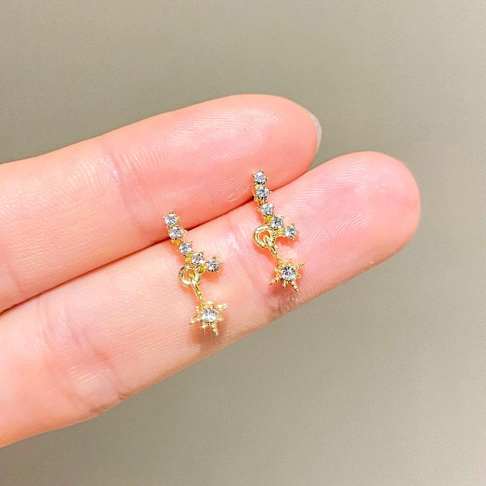 Ins octagonal star earrings female fashion temperament niche design diamond earrings earrings net red earrings trend