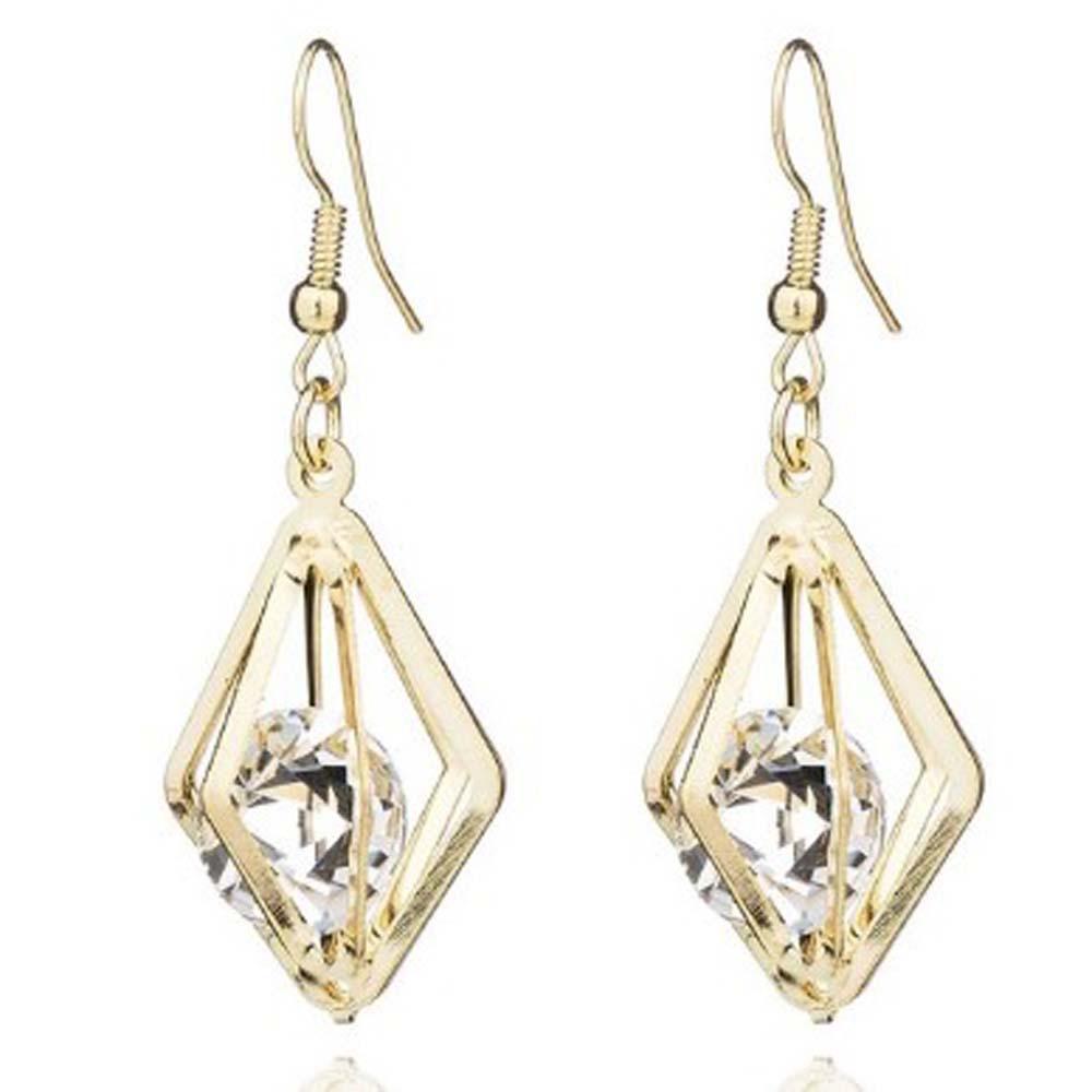 Baroque hexagonal cone zircon earrings female geometric earrings