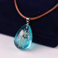 Fashion Transparent Water Drop Dried Flower Necklace Luminous Crystal Pendant Luminous Clavicle Chain Jewelry