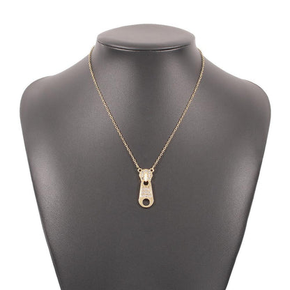 N842 micro-inlaid personalized necklace women's zipper buckle retro niche creative simple clavicle chain