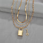 Exaggerated hip-hop net red metal lock pendant necklace retro multi-layer chain necklace
