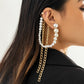 Jewelry Design Metal Tassel Chain Earrings Cold Personality Pearl Sweet Cool Ear Bone Clip