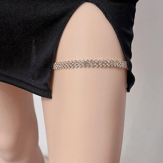 Retro ethnic full diamond rhombus leg chain summer shiny sexy body chain accessories female legchain