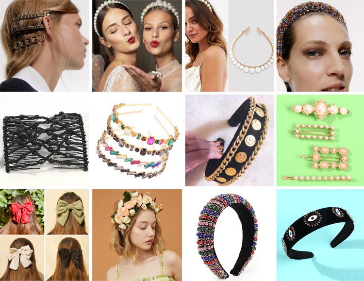 F219 trendy retro blue diamond headband personalized all-match bridal hair accessories for women