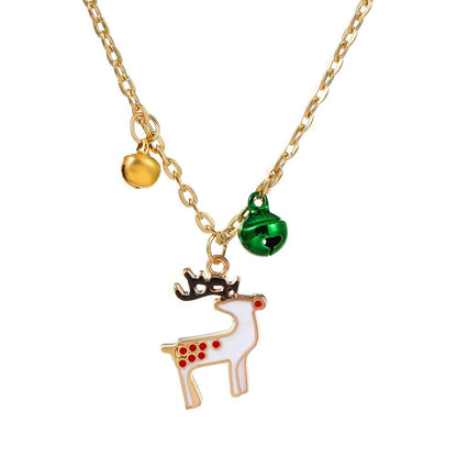 Christmas series necklace cartoon dripping oil snowman bell clavicle chain long sweater chain women