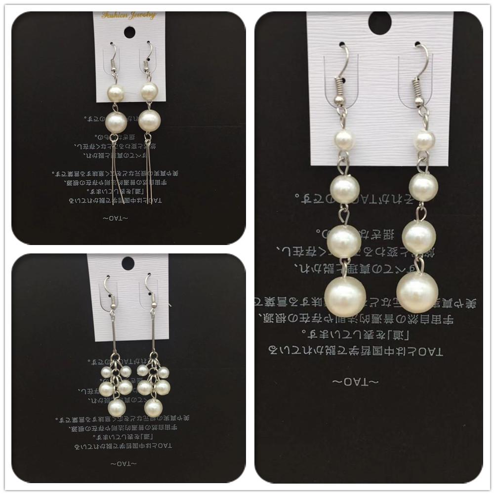 All-match sweet and fresh tassel long imitation pearl earrings stall jewelry