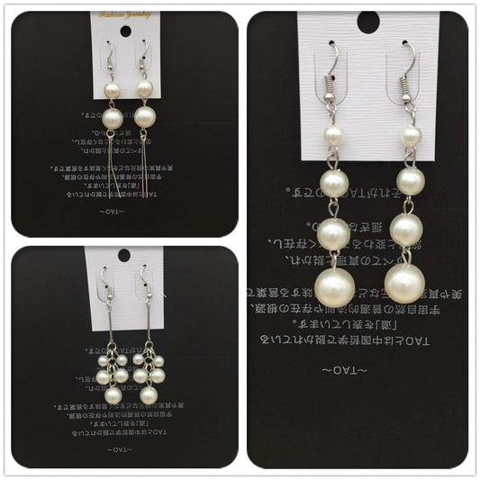 All-match sweet and fresh tassel long imitation pearl earrings stall jewelry