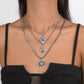 N1746 Multilayer Exaggerated Necklace Devil's Eye Micro-inlaid Rhinestone Resin Personality Creative Necklace