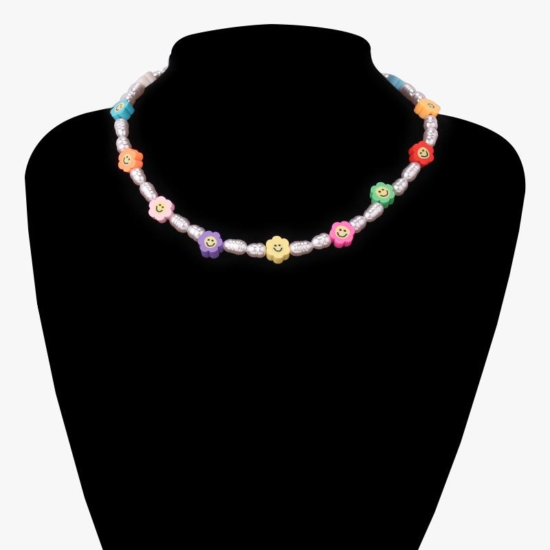 Fashion trend net red imitation pearl soft pottery flower clavicle chain ins a variety of fruit necklace