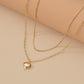 Simple Fashion Heart Necklace Vintage Double Layer Necklace Accessories