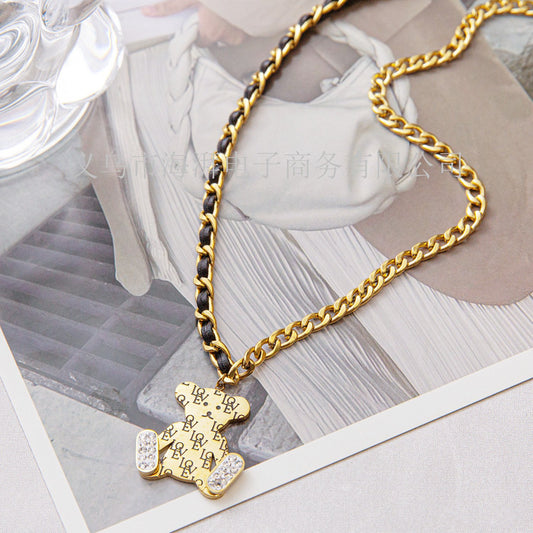 Letter printing Love clavicle chain bear necklace hip-hop male trendy punk couple sweater chain female sweater sweater chain