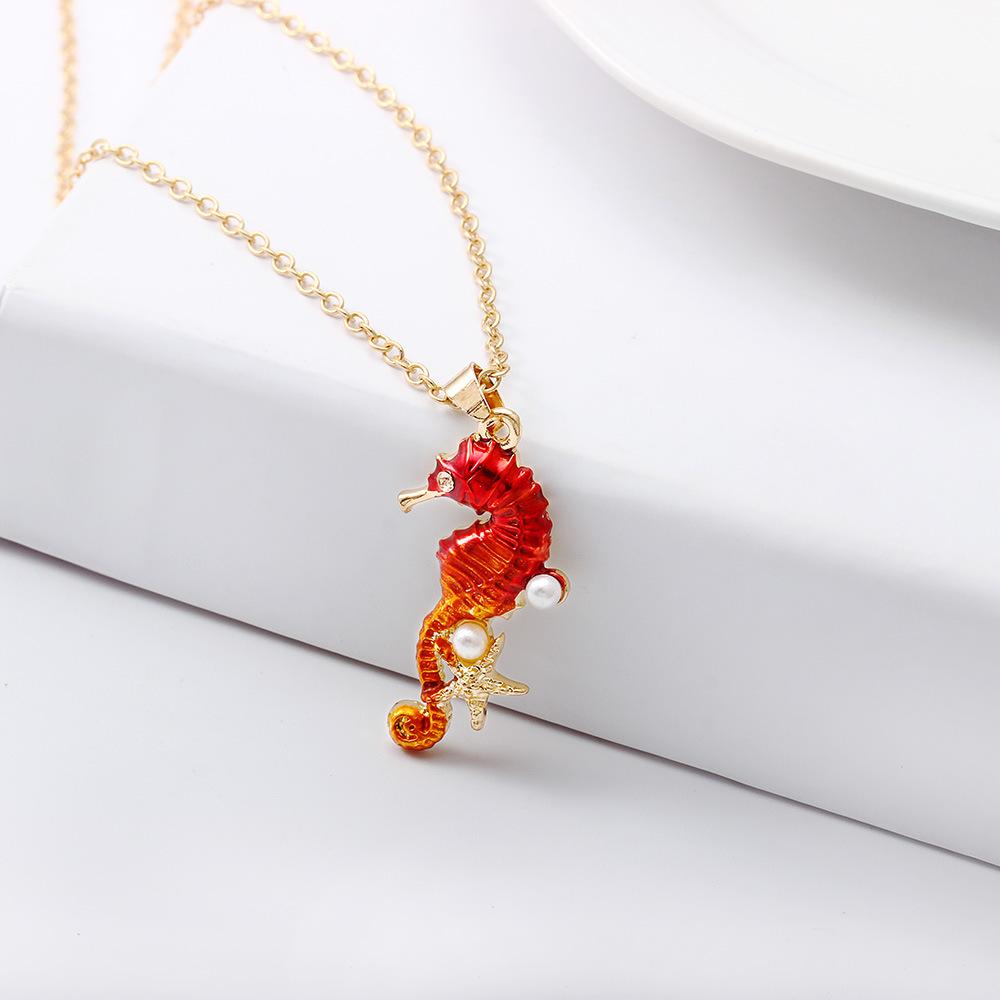 Fashion Creative Items Ocean Series Starfish Pearl Personality Seahorse Pendant Necklace