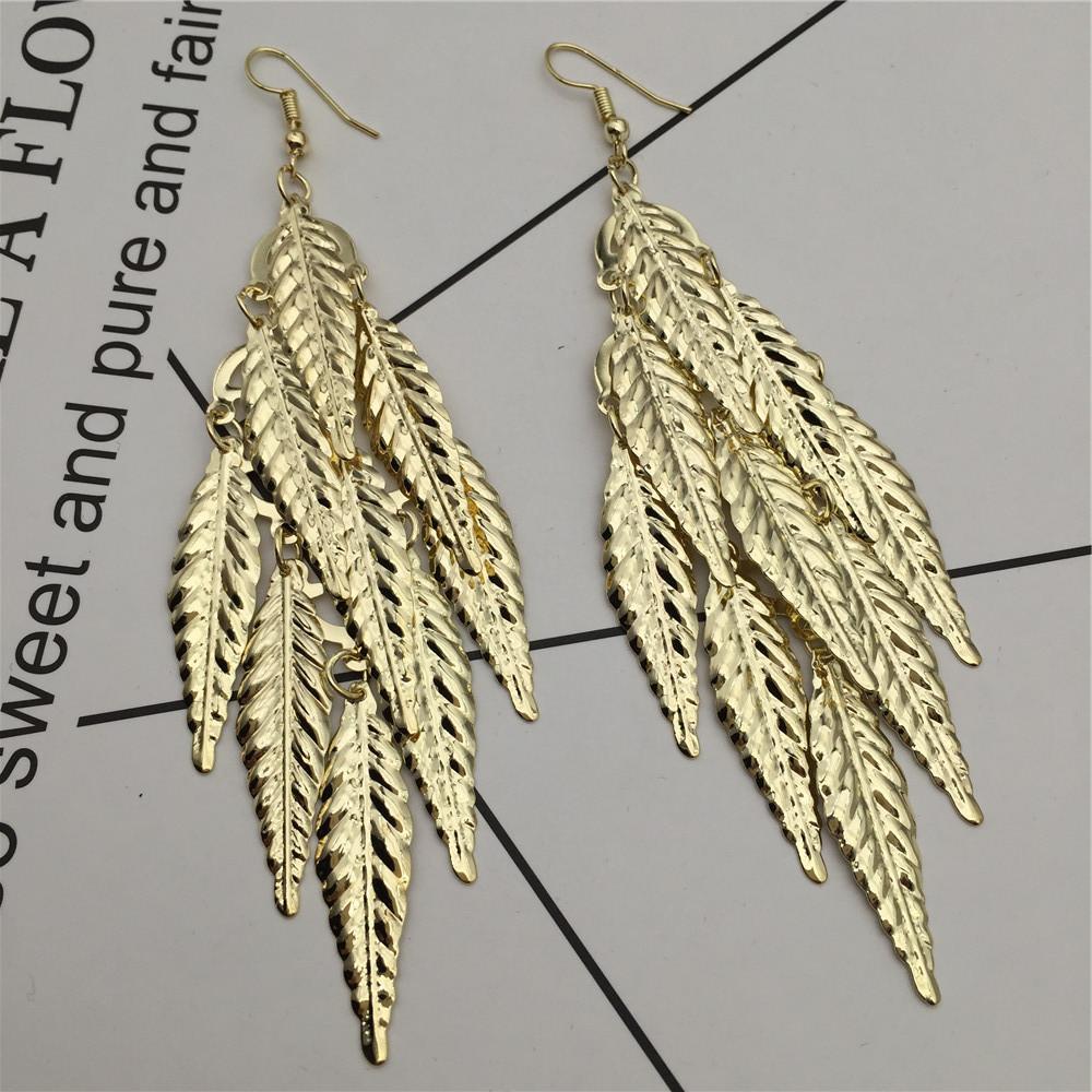 Three-dimensional pattern strip leaf earrings long women's earrings metal earrings stall jewelry