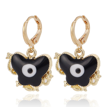 Jewelry ins color butterfly devil's eye pendant earrings female earrings high-end niche earrings