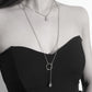 Jewelry Fashion Personality Trend Free Versatile Necklace Geometric Pearl Pendant Long Tassel Long Necklace