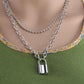 INS retro cold lock with key multi-layer necklace bead chain trendy hip-hop collarbone necklace