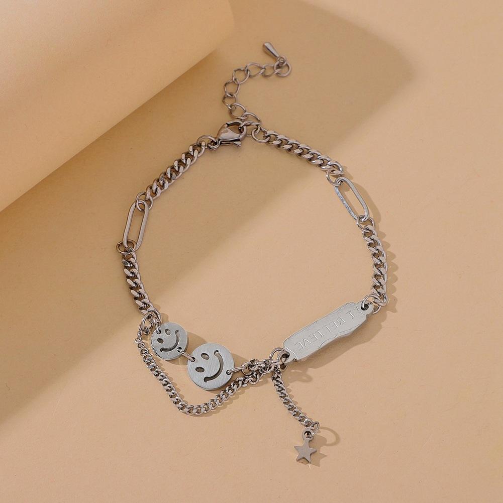 Personality Cold Smile Smile Stainless Steel Titanium Steel Adjustable Bracelet Hand Decoration