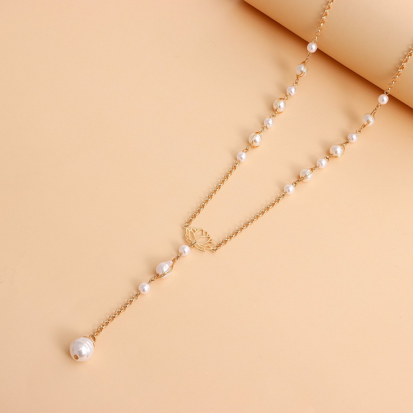 Jewelry Fashion Versatile Imitation Pearl Tassel Necklace Female Simple Design Retro Long Pendant