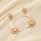 Pearl Moon Surrounding the Sun Ladies High Sense Exaggerated Moon Flower Pearl Earrings