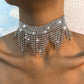 Jewelry Full Diamond Geometric Exaggerated Night Sexy Necklace Rhinestone Tassel Personality Internet Celebrity Necklace