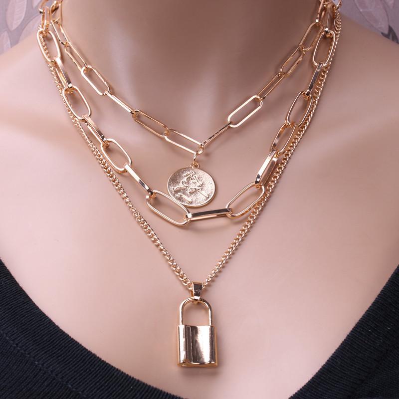 Jewelry Creative Fashion Elements Necklace Simple Retro Lock Pendant Necklace Female