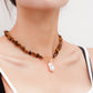 Jewelry Large Shaped Pearl OT Buckle Necklace Female Beach Simple Trend Brown Turquoise Necklace