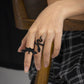Jewelry personality sweet cool snake-shaped Halloween ring female creative dark opening bat ring