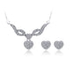 Fashion Ladies Water Filled Diamond Heart Shape Earrings Necklace Jewelry Set Pendant Jewelry