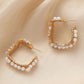 Light luxury, niche, high-end design, square geometry, irregular hammered pearl earrings, gentle temperament ear accessories