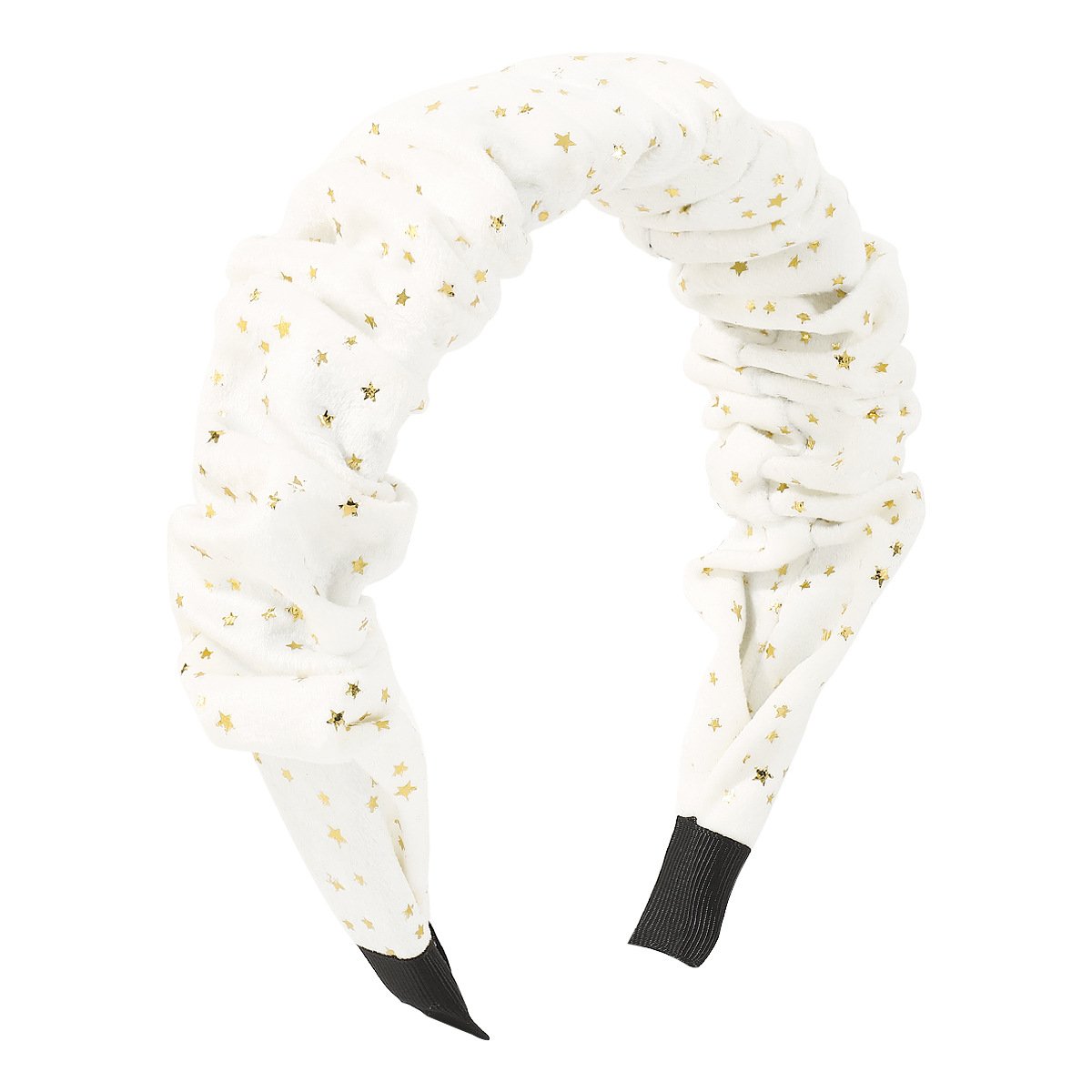 F548 Simple niche retro pleated five-pointed star headband autumn and winter style French temperament flannelette headband hairpin female