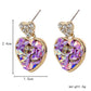 Purple Heart Earrings Full of Diamonds Elegant Peach Heart Pendant Versatile Earrings Jewelry