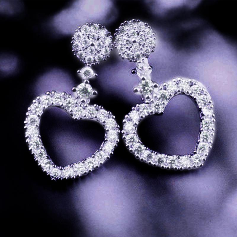 Jewelry Women's Sweet Simple Love Diamond Short 925 Silver Needle Pendant Earrings Stud Earrings