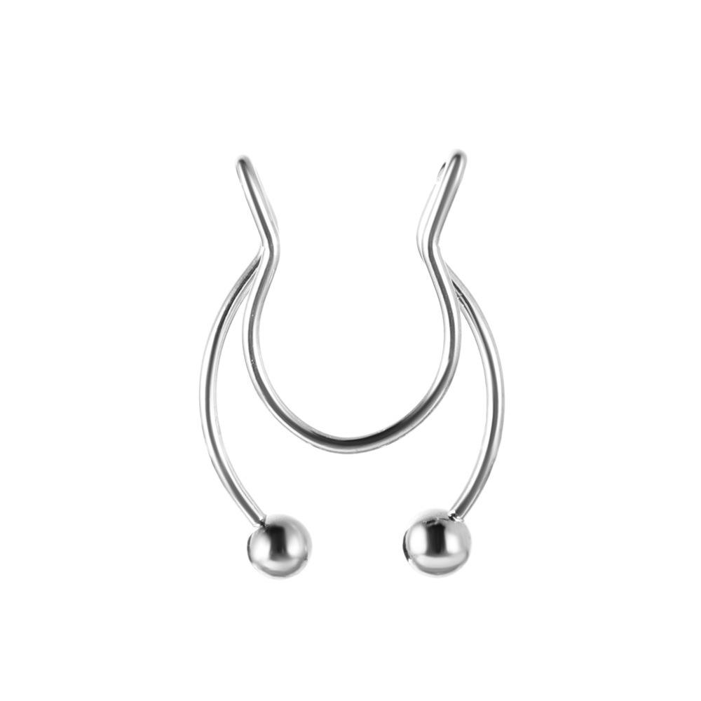 Stainless steel nose clip ins U-shaped non-perforated nose nail nose ring piercing jewelry for men and women