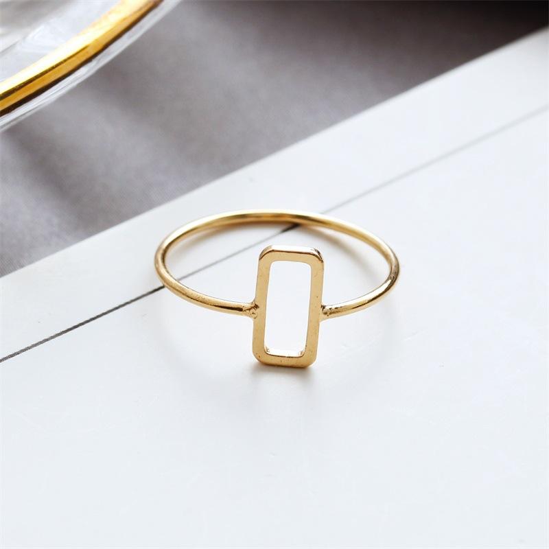 Simple Design Geometric Ring Triangular Square Round Mashup Ring Market