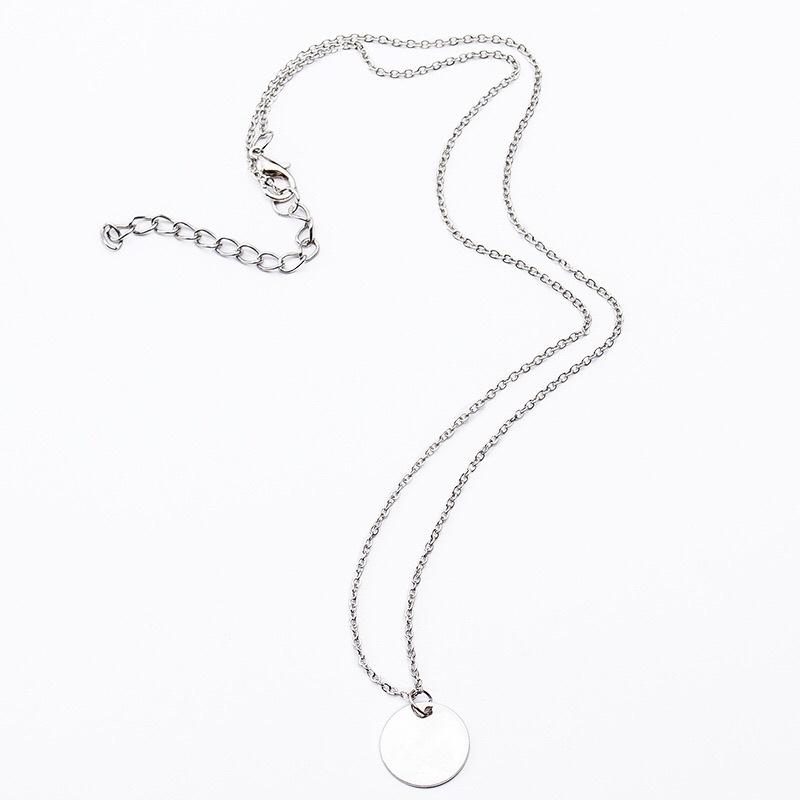 Jewelry Decoration Small Disc Thin Chain Temperament Clavicle Chain Glossy Necklace Female Pendant Disc Necklace