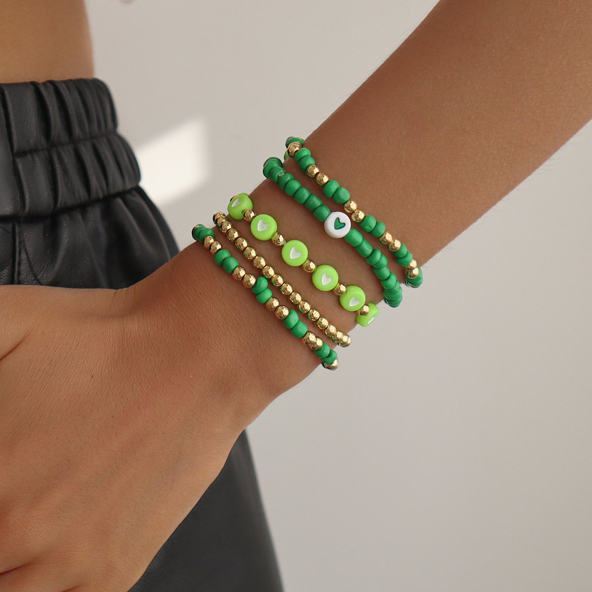 B168 Holiday Bracelet Rice Beads Resin Beaded Geometric Simple Bracelet Heart Sweet Fashion Bracelet