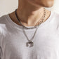 Fashion cold stainless steel double horn moon pendant simple personality titanium steel necklace collarbone chain men