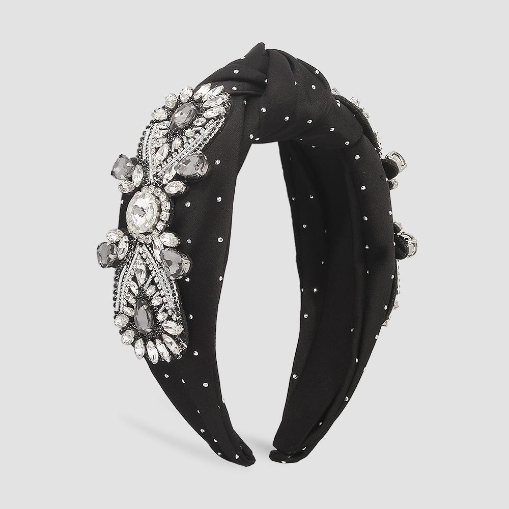 F3929 exaggerated headband women's wide-brimmed rhinestone temperament geometric hairpin baroque knotted retro headband