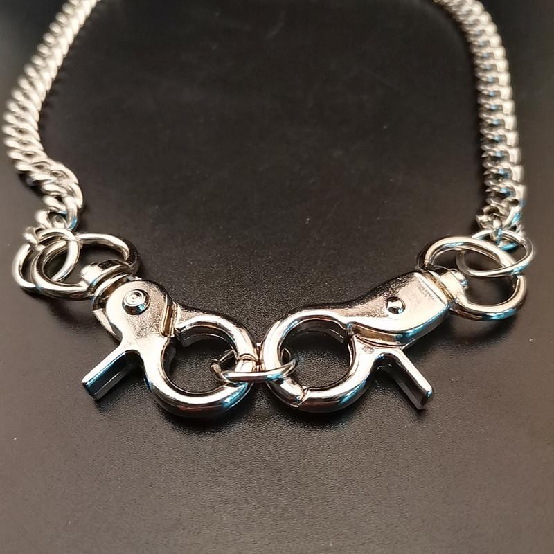 Jewelry Geometric Ring Thick Chain Stitching Necklace Exaggerated Personality Keychain Punk Hip-Hop Necklace