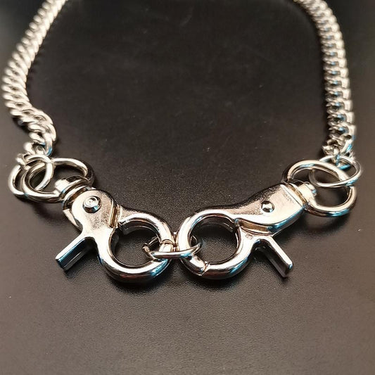 Jewelry Geometric Ring Thick Chain Stitching Necklace Exaggerated Personality Keychain Punk Hip-Hop Necklace