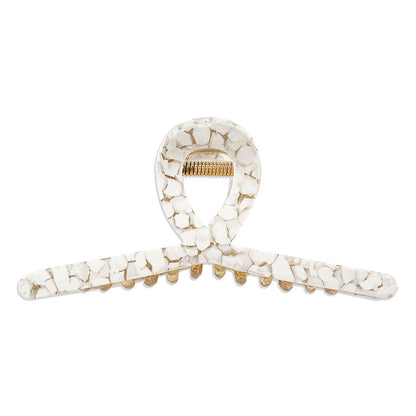 F436 Elegant Metal Plate Hair Shark Hairpin Frosty Resin Texture French Lazy Clipper Female
