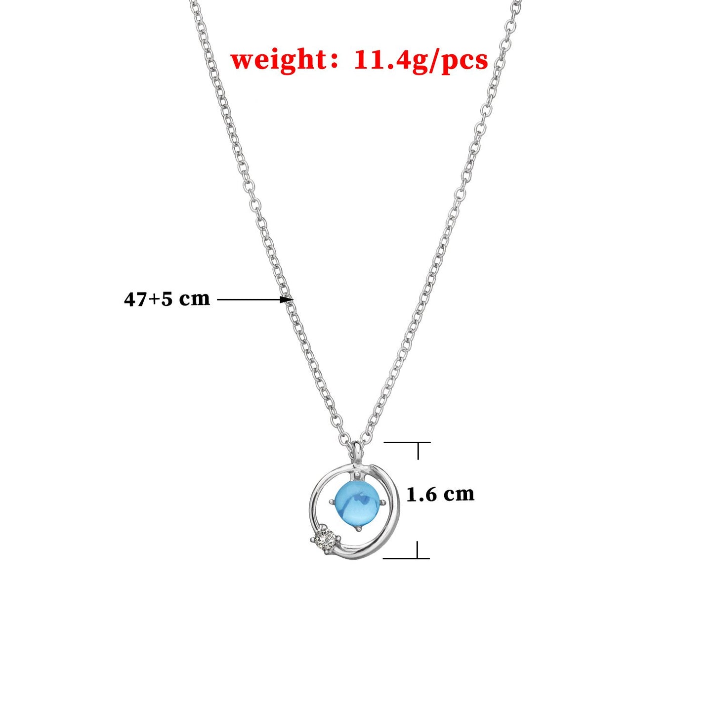 Jewelry micro-inlaid blue fantasy planet pendant necklace women's fashion full diamond temperament simple necklace