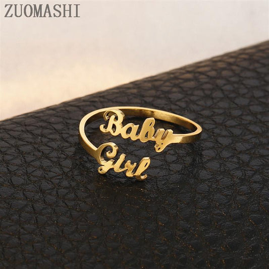 English Babygirl baby girl titanium steel ring