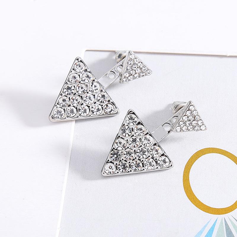 Geometric stud earrings love heart shell triangle full diamond earrings temperament creative earrings