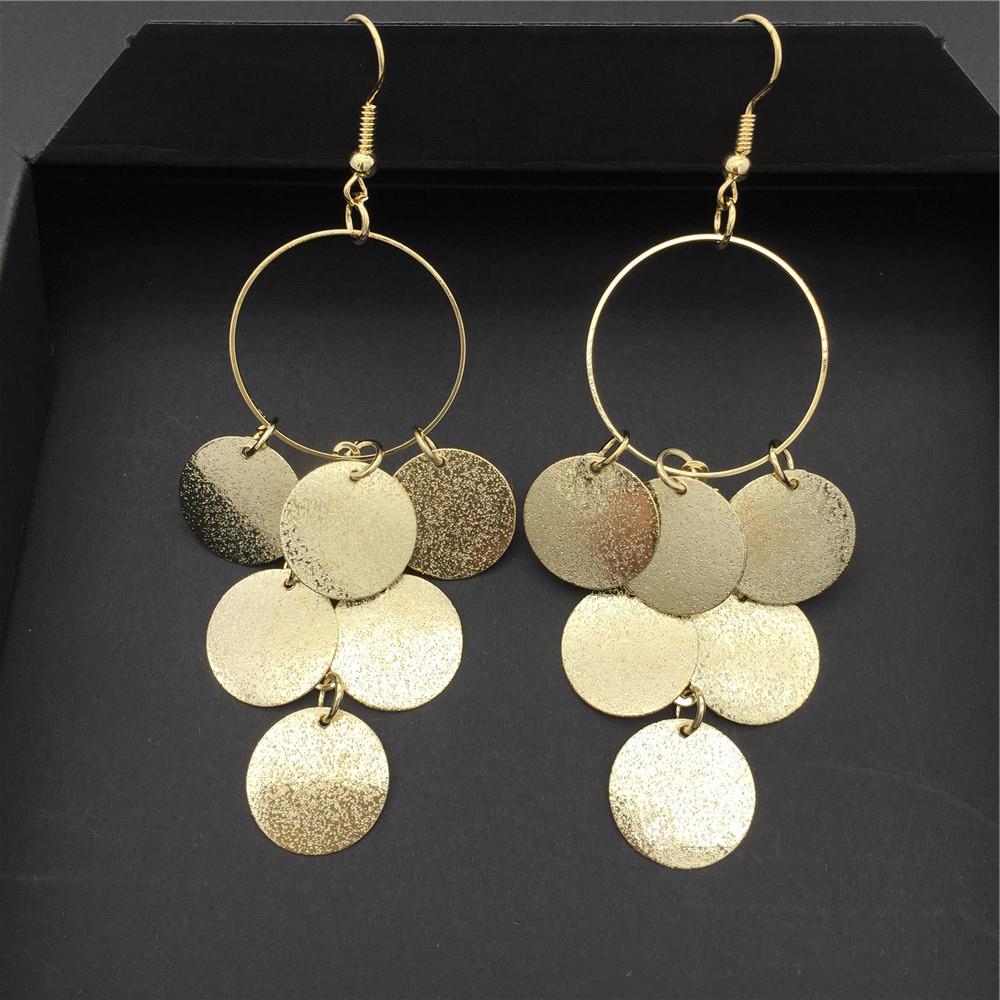 Jewelry Frosted Metal Sequin Disc Ladies Earrings Ring Earrings Earrings Stud Earrings