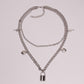 Jewelry Fashion Snake Chain Multilayer Necklace Geometric Alloy Lock Pendant Sweater Chain Women's Clothing